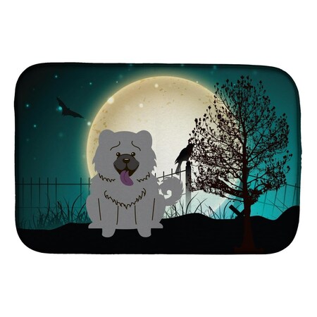 Carolines Treasures Halloween Scary Chow Chow Blue Dish Drying Mat BB2329DDM